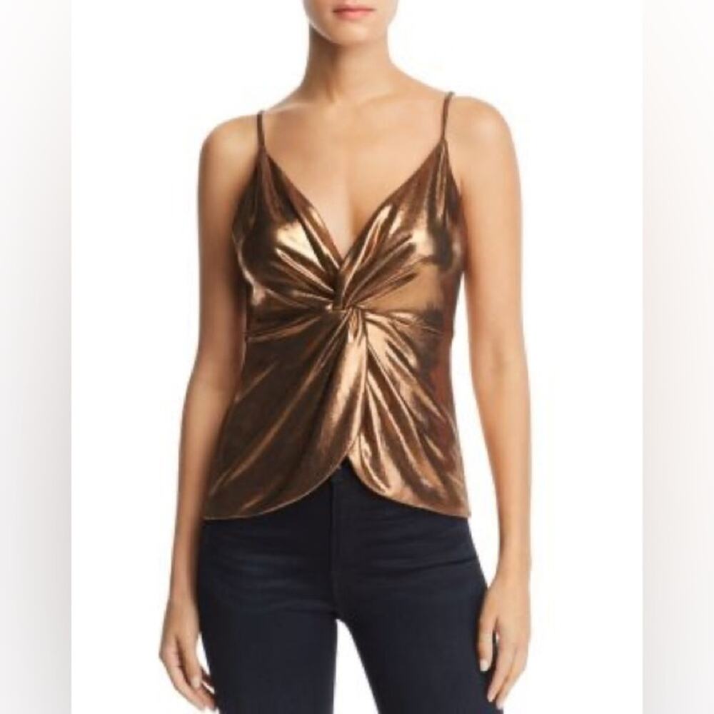 WAYF Silas Gold Metallic Twist Front Camisole Blouse Shirt Top Size XS
b19